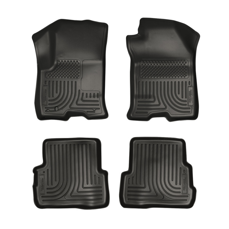 Ford Focus Floor Liners - Front + Rear - Husky Liners - WeatherBeater Combo - Black - `08-`11